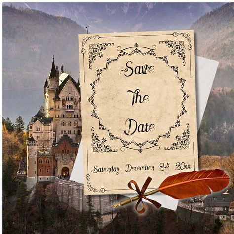 Medieval Black Elegance Save The Date Wedding Fairytale Wedding Save The Date, Medieval Save The Date, Royal Save The Date, Gothic Forest Save The Date, Gothic Save The Date Cards, Black Elegance, December 24th, Fantasy Wedding, Wedding Suits