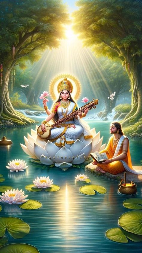 Saraswati Mantra, Mata Saraswati, Baby Radha Krishna Images, Saraswathi Devi, Saraswati Mata, Saraswati Photo, Saraswati Puja, Ganpati Bappa Wallpapers, Devi Images Hd