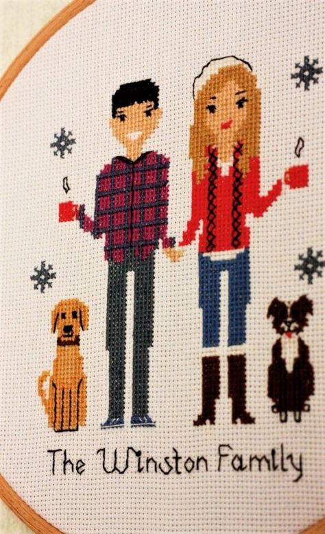 People Cross Stitch Pattern, Cross Stitch Family Pattern Free, Cross Stitch People, Family Cross Stitch Pattern, People Cross Stitch, Cross Stitch Gifts Ideas, Happy Embroidery, Stitch Portrait, Pixel People