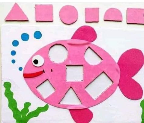 Shapes Activity For Kids, Preschool Fine Motor Activities, Fish Activities, School Kids Crafts, Physical Activities For Kids, Kindergarden Activities, Montessori Toddler Activities, Fun Classroom Activities, Toddler Arts And Crafts