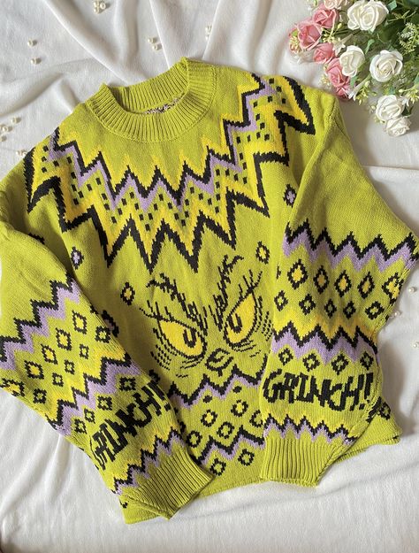 Grinch Christmas Sweater Grinch Sweater, Grinch Christmas Sweater, The Grinch Christmas, Christmas Grinch, Grinch Christmas, The Grinch, Thrift Shopping, Winter Season, Christmas Sweater