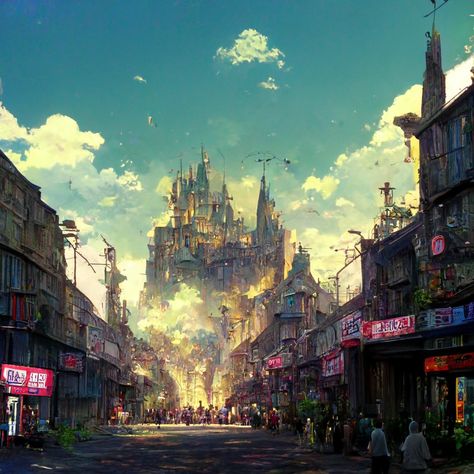 Urban Fantasy Landscape, Modern Fantasy Kingdom, Urban Fantasy Art Cityscapes, Modern Kingdom Aesthetic, Modern Fantasy City Concept Art, Fantasy Modern City, Fantasy City Modern, Modern Fantasy Aesthetic, Modern Fantasy City