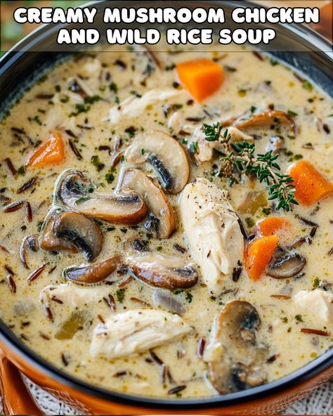 Mushroom Soup Crockpot, Chicken And Wild Rice Soup, Creamy Mushroom Chicken, Chicken Wild Rice Soup, Bacon Stuffed Mushrooms, Quick Dishes, Radish Salad, Chicken And Wild Rice, Wild Rice Soup