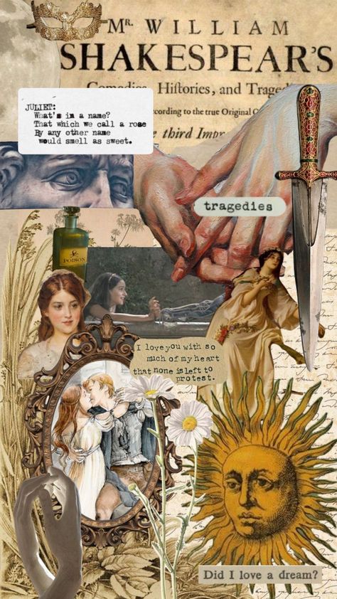 Shakespeare Aesthetic Romeo And Juliet, Romeo And Juliet Moodboard, Romeo And Juliet Scrapbook, Romeo And Juliet Collage, Romeo Juliet Aesthetic, Romeo And Juliet Aesthetic Art, Romeo And Juliet Wallpaper, Romeo And Juliet Art, Romeo And Juliet Drawing