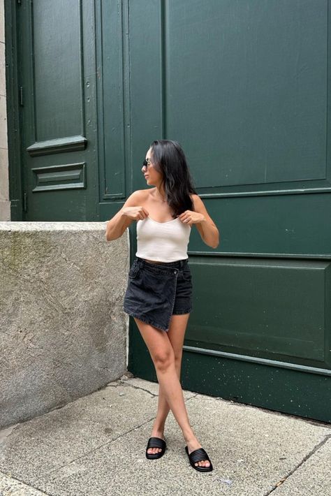 @michellemhernandez0 in the Talia Slide Flat Sandal - Black #summerfashion #sandals #summerstyle #summeroutfit #neutrals #neutralstyle #neutralshades #neutraltones #ootd #ootdinspiration #ootdinspo #streetstyle #summer2023outfit #oldmoneyaesthetic #coastalgrandma #hamptonsoutfit #upstatenewyorkoutfit #oldmoneyaesthetic #hsandal #slidesandal #flatsandaloutfit #timelessfashion #blacksandals #flatsandals #nycoutfitinspo Black Slide Sandals Outfit, Flat Sandals Outfit, Slide Sandals Outfit, Hamptons Outfit, Black Slide Sandals, New York Outfit, Sandals Outfit, Black Slides, Old Money Aesthetic