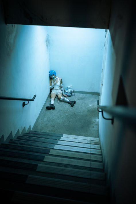 Rei Evangelion Aesthetic, Rei Ayanami Black Suit, Rei Ayanami Aesthetic, Hospital Vibes, Rei Core, Rei Ayanami Cosplay, Rei Cosplay, Quince Photoshoot Ideas, Evangelion Cosplay