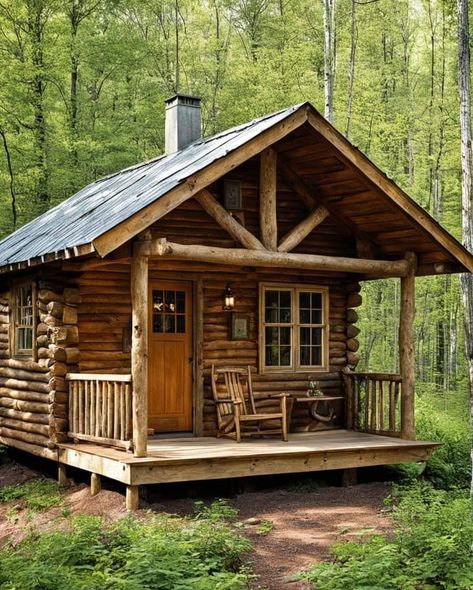 Amish Built Cabins, Rustic Small Cabin, Tiny Rustic Cabin, Cabin Night, Small Mountain Cabin, Mini Chalet, Alaska Cabin, Simple Cabin, Timber Frame Cabin