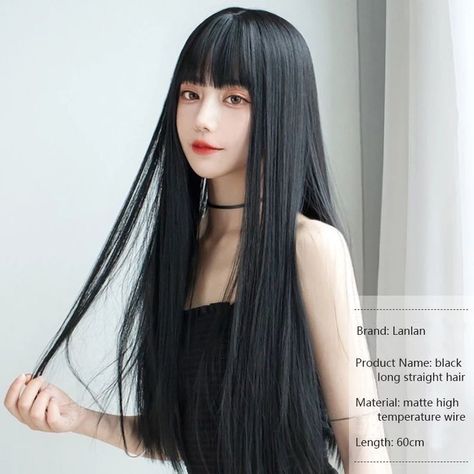 Bangs With Straight Hair, Black Hair Japanese, Stylish Bangs, Long Straight Black Hair, Bangs Cut, Vietnamese Hair, Long Hair With Bangs, Long Black Hair, Long Hair Girl