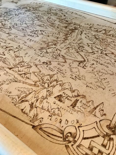 Lord Of The Rings Map, Art Assignments, Woodworking Inspiration, Wood Burning Crafts, Fantasy Map, Middle Earth, Pyrography, The Rings, Tolkien