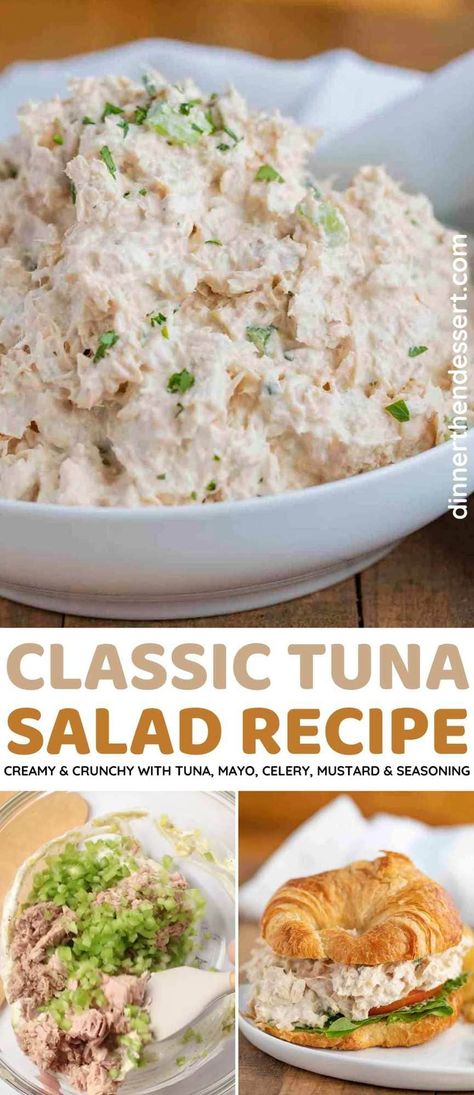 Classic Tuna Salad is the PERFECT combo of creamy and crunchy, made with tuna, mayo, celery, mustard, and seasoning, ready in no time at all! A delicious way to incorporate more seafood into your lunches. Tuna Salad Recipe No Mayo, Tuna Salad Recipe With Mustard, Tuna Salad No Mayo Recipe, Easy Tuna Salad Recipe With Egg, Tuna Salad No Mayo, Classic Tuna Salad Recipe, Tuna Salad Recipe Easy, Tuna Salad Recipe Healthy, Tuna Dishes