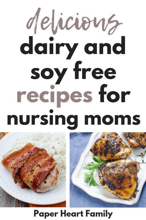 Dairy and soy free dinner recipes for the mom breastfeeding a baby with a milk allergy/MSPI. Simple, quick, healthy recipes that will help you easily eliminate dairy and soy from your diet. Soy Free Dinner Recipes, Dairy And Soy Free Recipes, Mspi Diet, Mspi Recipes, Quick Healthy Recipes, 1200 Calorie Diet Meal Plans, Dairy Free Breastfeeding, Milk Allergy, Soy Free Recipes