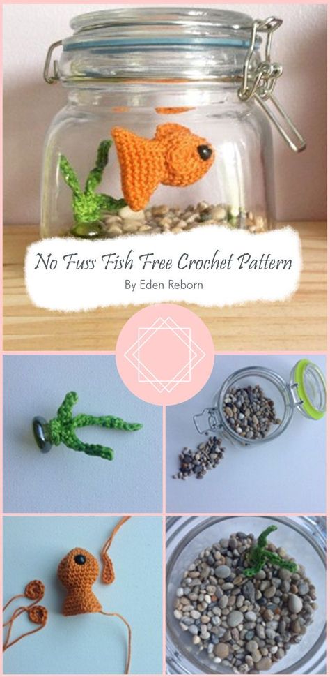 Crochet Fish In A Bowl, Crochet Fish Tank Free Pattern, Crochet Fish Tank, Crochet Fish Pattern Free Easy, Free Fish Crochet Pattern, Crochet Aquarium Free Pattern, Amigurumi Fish Free Pattern, Easy Amigurumi Free Pattern Beginner, Fish Crochet Pattern Free