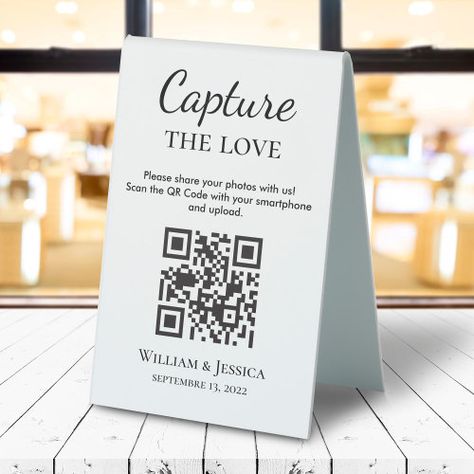 $9.45 | Wedding Photo Sharing With QR Code - minimalist decor, qr code for wedding, scan for photos, modern script, guest photo sharing, scanning qr code, share wedding photos, capture the love, qr photo sign, elegant calligraphy Qr Code For Wedding, Wedding Photo Sharing, Table Tents, Shop Wedding, Text Style, Create Sign, Share Photos, Modern Calligraphy, Matching Items