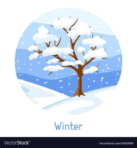 Tree Cartoon Images, Seasonal Illustration, Winter Icon, Sakura Flowers, Vector Art Design, Card Games For Kids, Winter Clipart, Weather Seasons, Winter Images