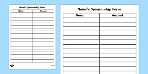 Blank Sponsorship Form Template | Sponsor Sheet Template Inside Sponsor Card Template Sponsorship Form Template, Welcome Card, Primary Resources, Sheet Template, Form Template, Free Business Cards, Card Templates Free, Calling Cards, Professional Templates