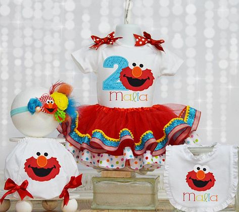 Sesame Street Outfit, Elmo First Birthday, Cinderella Cupcakes, Appliqué Designs, Birthday Party Ideas For Kids, 2nd Birthday Party For Girl, Elmo Birthday Party, Tutu Birthday, Party Ideas For Kids