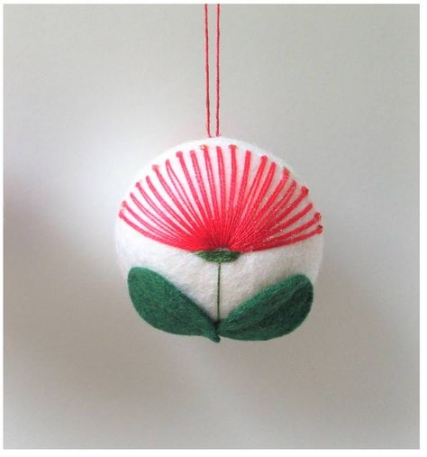 Pohutukawa Felt Bauble Xmas Decoration | Felt Felt Baubles, Pohutukawa Flower, Felt Ball Crafts, Kiwi Christmas, Christmas Fabric Crafts, Christmas Bowl, Felt Crafts Christmas, Diy Advent Calendar, Crafts Workshop