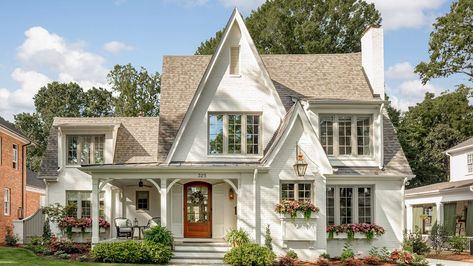 Before and after: Check out this Pinterest-worthy, cottage-inspired home on Hillside Avenue White Exterior Paint Colors, White Exterior Paint, Brick Cottage, Painted Brick House, Fairytale Cottage, Lots Of Windows, Cottage Exterior, Casas The Sims 4, Casas Coloniales