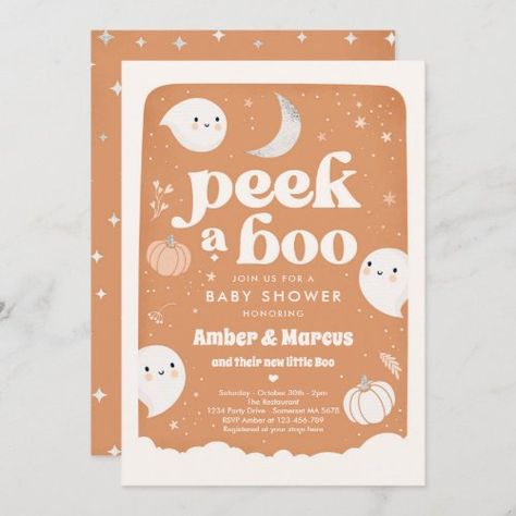 $3.03 | Peek A Boo Gender Neutral Ghost Baby Shower Invita | Halloween Invitations | little boo baby shower, little boo, halloween baby shower, halloween ghost shower, cute ghost, ghost baby shower, ghost, peek-a-boo baby shower, gender neutral baby shower, gender neutral ghost baby shower Peek A Boo Baby, Baby Shower Boho, Gender Neutral Baby Shower Invitations, Boo Ghost, Halloween Baby, Baby Shower Invites, Baby Shower Fall, Halloween Invitations, Gender Neutral Baby Shower