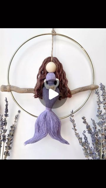 Mermaid Yarn Doll, Macrame Fairy Tutorial, Macrame Mermaid Tutorial, Macrame Mermaid Tail Tutorial, Macrame Dolls Tutorials, Macrame Dolls How To Make, Mermaid Tutorial, Diy Yarn Dolls, Macrame Dolls