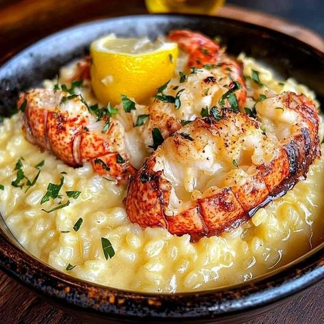 Anthony Bourdain Community ! | Lemon Butter Lobster Risotto 🦞🍋 | Facebook Bourdain Recipes, Lobster Risotto Recipe, Butter Lobster, Lobster Risotto, Recipes Seafood, Savory Bites, Jacque Pepin, Risotto Recipe, Anthony Bourdain