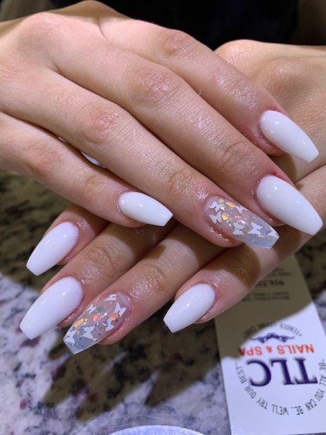 White Dip Powder Nails Design, White Nails Dip Powder Design, Short Coffin Shape Nails Designs Glitter, Dip Powder Nails Coffin, Mountain Peak Nails, Nails Sns, Sns Dipping Powder Nails, Nexgen Nails, Short Oval Nails