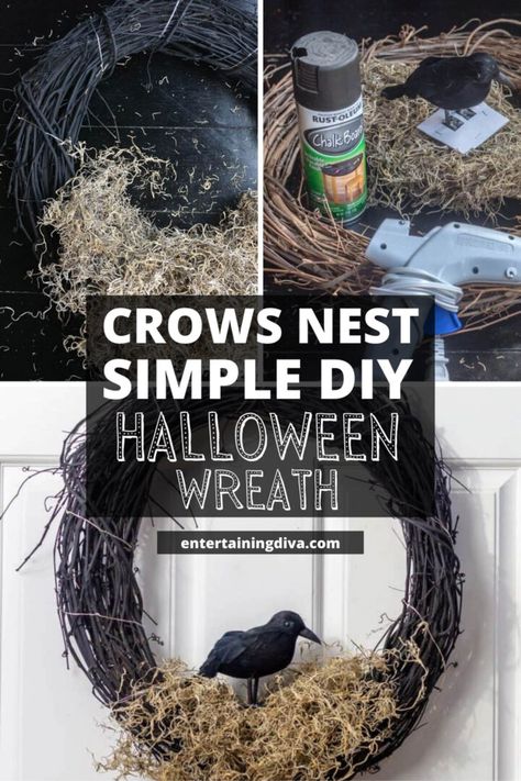 Nest Diy, Spooky Diy, Spooky Halloween Decor, Crows Nest, Haunted House Decorations, Yard Haunt, Halloween Graveyard, Diy Halloween Wreath, Diy Halloween Decor