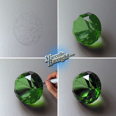 Drawing Emerald on Behance Diamond Drawing Tutorial, Marcello Barenghi, Colored Pencil Artwork Ideas, Colored Pencil Art Projects, Gem Drawing, Copic Drawings, Color Pencil Sketch, Prismacolor Art, Colored Pencil Artwork