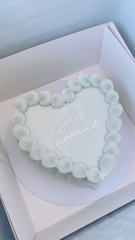 Wedding Cakes Heart Shaped, Small Heart Shaped Wedding Cakes, Small Blue Wedding Cake, Wedding Cake Designs 2024, Wedding Cakes With Hearts, Elopement Cake Small, Blue Bridal Shower Cake, Wedding Shower Cake Ideas, Blue Heart Cake