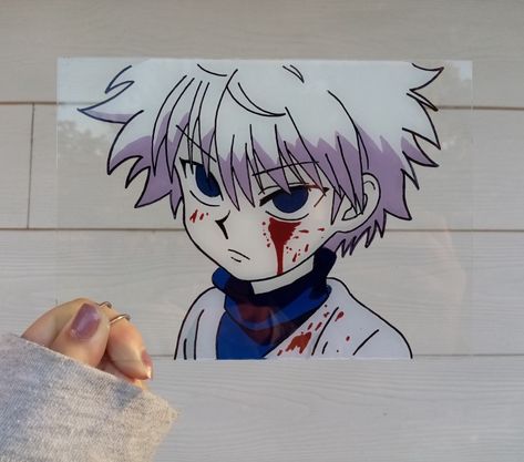 Killua Glass Painting, Anime Canvas Painting, Anime Korea, Glass Paintings, Killua Zoldyck, Anime Canvas Art, Easy Canvas Art, Anime Canvas, Anime Drawings Tutorials