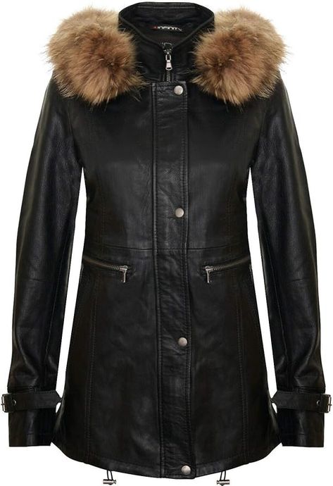 Women's Black Warm Leather Jacket Detachable Hooded Parker Trench Coat L : Amazon.co.uk: Fashion Womens Black Leather Jacket, Trench Coat Black, Hooded Parka, Parka Coat, Biker Style, Parka Jacket, Black Leather Jacket, Detachable Hood, Jacket Design