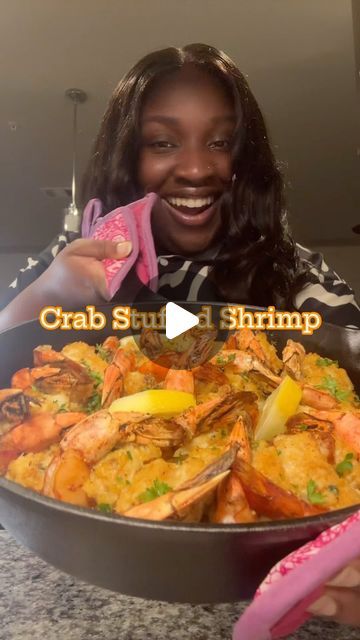 @KiaInDaKitchen on Instagram: "Crab stuffed shrimp. These were soooo good and y’all definitely need to make them! Recipe below. Love you food friends and happy weekend!!!
Be Well🧡

What you need:
* 1.25 lbs (or 21) black tiger shrimp..you can use whatever shrimp you want just make sure they’re big
* 9 oz of lump crab meat (be sure to go through and remove any shell pieces)
* 1/2 cup Panko bread crumbs 
* 1 tablespoon of grated Parmesan 
* 3/4 cup of mayonnaise 
* 1 tablespoon of Dijon mustard 
* Chopped parsley 
* Lemon zest
* 1/4 cup of Lemon juice 
* *For butter sauce: 1/2 stick of butter, minced garlic, lemon juice, lemon pepper seasoning 
* Seasonings: Cajun all purpose seasoning, black pepper, cayenne pepper, and paprika 
What to do:
* Peel the shell off of the shrimp but leave the t Stuffed Shrimp, Lump Crab Meat, Tiger Shrimp, Crab Stuffed, Pepper Seasoning, Crab Stuffed Shrimp, Lump Crab, Lemon Pepper Seasoning, All Purpose Seasoning