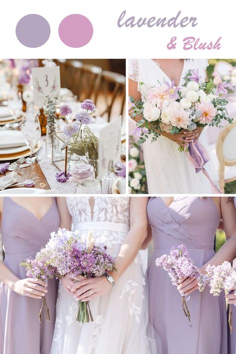 Lavender and blush wedding color ideas Light Purple Wedding Theme, Shades Of Purple Wedding, Wedding Color Schemes Purple, Lilac Wedding Themes, Purple Wedding Ideas, Dark Purple Wedding, Lavender Wedding Theme, Blush Wedding Theme, Wedding Theme Color Schemes