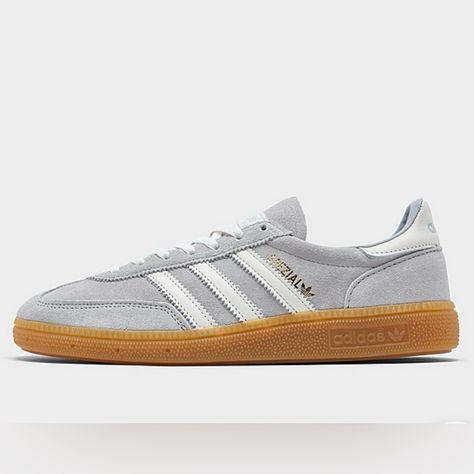 Brand New Nwt Adidas Handball Spezial W Sneakers In Grey Off White Gum Sole Size Women’s 7.5 . Sold Out On Adidas Site. Gorgeous Neutral Colorway! Never Worn & Box With Extra Gray Laces Shown In Photos Included. *These Are Made In Women’s Sizes, Please Read Sizing Reviews. Will Ship Same Day If Ordered Before 12pm Est M-Sat Excluding Holidays.* Shoes Born In The '70s And Made For Modern Life. Go Where Your Spirit Moves You In These Adidas Sneakers. First Released In 1979 For Pro Indoor Courts An Shoes Born, Spezial Shoes, Adidas White Shoes, Adidas Handball Spezial, Adidas Handball, Adidas Cloudfoam, Adidas Pure Boost, Holiday Shoes, Adidas Sneakers Women