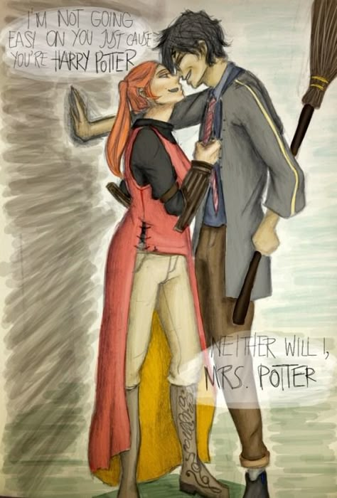 Harry Potter Hinny Fan Art, Hinny Fan Art Cute, Hinny Fan Art Comics, Harry And Ginny Fan Art Spicy, Harry And Ginny Fan Art Bed, Harry Potter Harry And Ginny, Harry X Ginny Fanart, Iconic Red Heads, Harry And Ginny Fanart