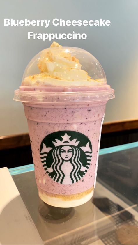 Here’s to being a barista and concocting new drinks!   If you want to try this, here’s what you order:  Vanilla Bean Frapp (Any Size) Breve (Made With Half&Half) Add -Blended Blueberries -Blueberry Juice -Whipped Cream&Graham Cracker Crumbles to bottom and top of cup.   You’re welcome ❤️🤤 Blueberry Starbucks Drink, Starbucks Frappuccino Recipe, Mouthwash Dispenser, Coffee Frappuccino, Cold Starbucks Drinks, Starbucks Orders, Coffee Flavors, Starbucks Drinks Diy, Iced Starbucks Drinks