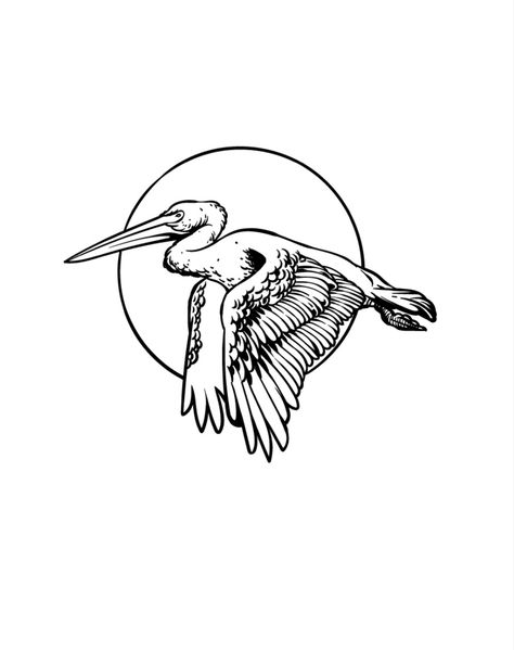 Pelican Flying Tattoo, Brown Pelican Tattoo, Pelican Drawing Simple, Pelican Drawing, Tattoo Future, Pelican Tattoo, Palm Tree Sketch, Underarm Tattoo, Pelican Art