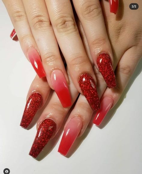 Red Ombre Acrylic Nails, Red And White Ombre Nails, Red Ombre Nails Acrylic, Red Ombre Nail Designs, Bright Red Nails With Design, Umbre Nails, Nail Designs For 2023, Goddess Nails, Nail Stamping Designs