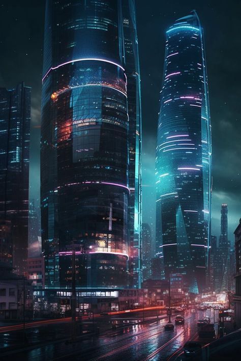 Cyberpunk World Building, Futuristic City Utopia, Futuristic Cities, Future Buildings, Sci Fi City, Futuristic Aesthetic, Cyberpunk City, Arte Cyberpunk, Fantasy Places