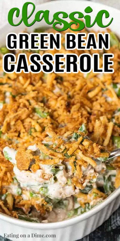 This delicious Green bean casserole recipe is sure to be a hit. From the crispy topping to the creamy sauce, this easy side dish is perfect for any occasion. Learn how to make the best recipes for Thanksgiving. You can use fresh or frozen green beans in this classic Frenchs onion casserole. #eatingonadime #greenbeancasserolerecipe #campbells Delicious Green Bean Casserole, Thanksgiving Casserole Recipes, Delicious Green Beans, Classic Green Bean Casserole, Green Bean Casserole Recipe, Thanksgiving Casserole, Green Bean Casserole Easy, Festival Foods, Hp Sauce