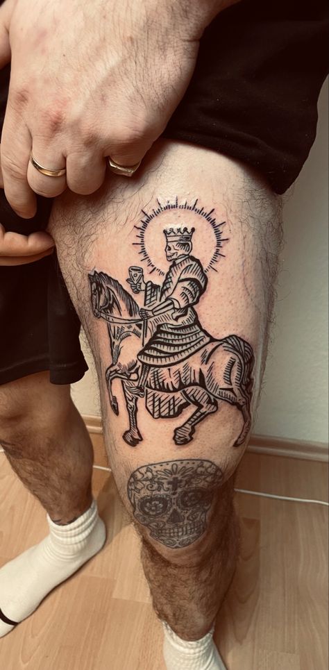 King Baldwin Iv Tattoo, Narco Tattoos, Skeleton Knight Tattoo, Green Knight Tattoo, Knight On Horse Tattoo, Parkway Drive Tattoo, Historic Tattoos, Micah Ulrich Tattoo, Conquistador Tattoo