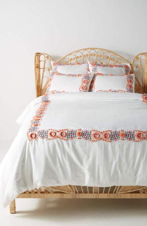 Anthropologie Petunia Duvet Cover Mexican Style Bedroom, Bedsheet Design, Classic Bedding, Anthropologie Bedding, Colorful Duvet Covers, Black Bed Linen, Linen Bedding Natural, Anthropologie Home, Grey Linen Bedding