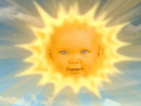 Teletubbies Sun Baby, Teletubbies Baby, Teletubbies Sun, Animal Crossing Cats, Tinky Winky, White Room Decor, Weightlifting Fairy, Arch Decoration Wedding, Sun Face