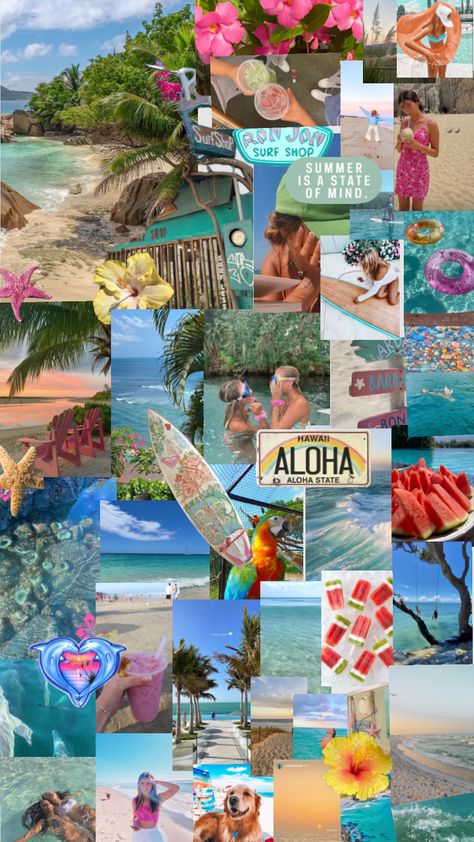 Coconut girl collage￼🌺🌴🐬 Coconut Girl Collage, Preppy Collage, Surfing Wallpaper, Cute Backrounds, Beach Wallpaper Iphone, Cute Group Halloween Costumes, Coconut Dream, Beachy Aesthetic, Fyp Aesthetic