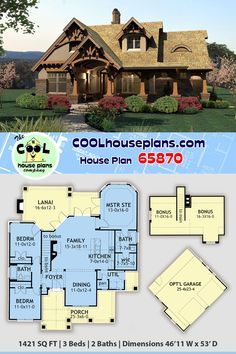 House Plans Under 1500 Sq Ft Open Floor, Tuscan Style House, Cottage Craftsman, 1500 Sq Ft House, Bungalow Cottage, Rustic House Plans, Sunset Blvd, Bungalow House Plans, Bungalow House