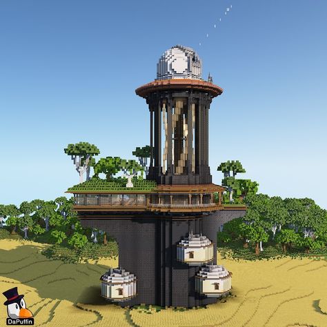 Solarpunk observatory #2. These telescopes are meant to work in tandem to focus on objects and create better images similar to the WM Keck telescopes. This one is powered by a wind turbine in the center so tower as opposed to the large solar panel on the other. My build downloads are on Patreon if you’re interested. Link in bio! #minecrafters #minecrafter #minecraftjava #minecraftcreations #minecraftonly #minecraftinspiration #minecraftideas #minecrafthouses #minecrafthouse #minecraftdesig... Minecraft Sci Fi Base, Minecraft Wind Turbine, Minecraft Observatory Tower, Minecraft Telescope, Solarpunk Minecraft, Minecraft Solarpunk, Minecraft Observatory, Minecraft Vault, Sci Fi Base