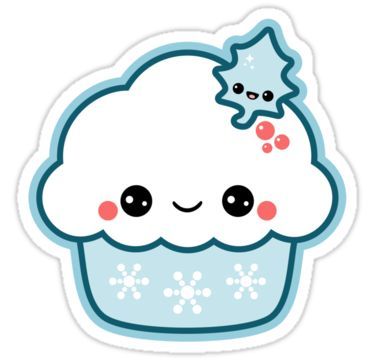 Merry Christmas Drawing Ideas, Cute Sticker Ideas To Draw, Kawaii Blue, Merry Christmas Snowflakes, Cupcake Drawing, Cute Cupcake, Christmas Cupcake, Kawaii Christmas, Stickers Kawaii