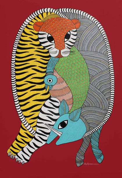 Tribal Art & Folk Art of India | Tribal Paintings of India | Artisera – Page 5 Gond Painting Folk Art, Mica Art, Kalighat Paintings, Phad Painting, Mysore Painting, Gond Art, Painting Folk Art, Gond Painting, Sculpture Exhibition