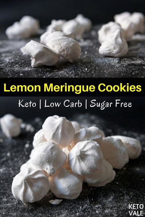 Keto Lemon Meringue, Lemon Meringue Cookies, Meringue Cookie Recipe, Gluten Free Recipe, Sugar Free Cookies, Sugar Free Low Carb, Low Carb Cookies, Low Carb Sweets, Meringue Cookies