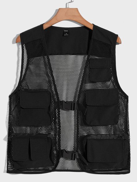 Cargo Outfit Men, Techwear Vest, Police Vest, Trendy Vest, Plain Vest, Cargo Outfit, Men Outerwear, Tech Jacket, Shein Men